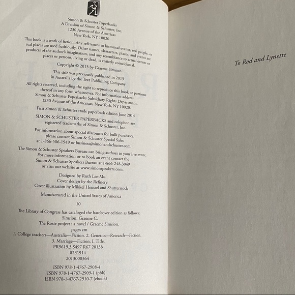 The Rosie Project by Graeme Simsion Don Tillman 1 - Picture 5 of 12